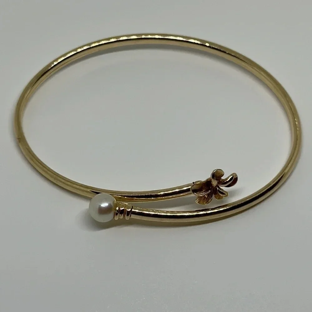 14k real solid yellow gold real pearl
